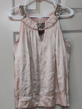 Cache Blush Pink Jeweled Halter Camisole
